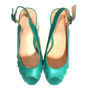 Teal Nine West sling back pumps size 8